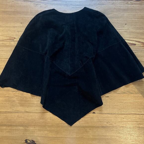 Decoded black suede leather pull over poncho coat SIZE XS - Picture 5 of 5